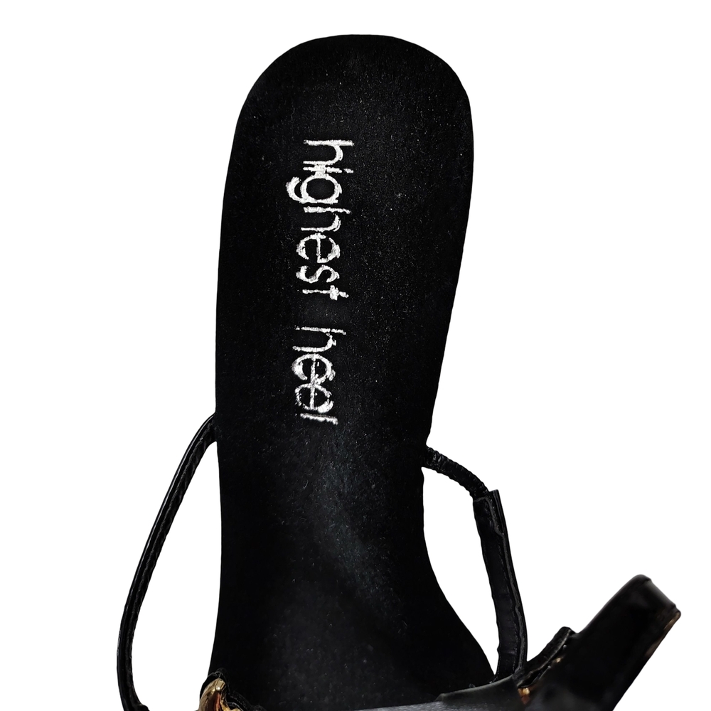 Elegant Black and Gold Wings Platform Heels NWT Size 10 NWOT - Picture 7 of 8